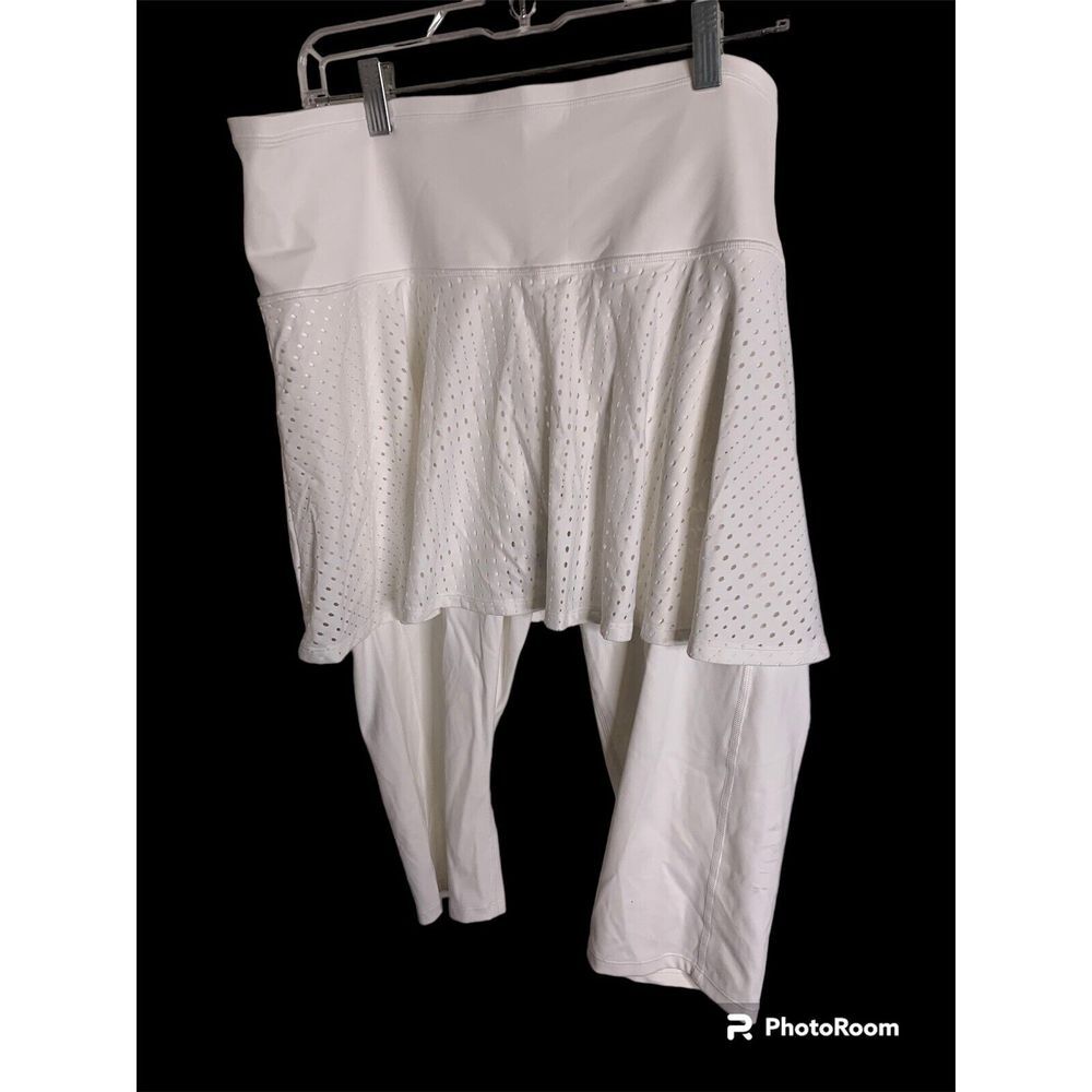 NWOT ATHLETA A Game 2 in 1 Crop Tight Leggings, WHITE SIZE XL #566735 W0822H